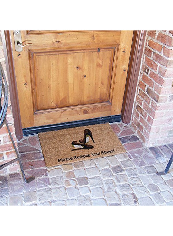 رابر-كال بساط ترحيب مزخرف بعبارة «Welcome & Please Remove Your Shoes» بني/أسود 0.623x30x18بوصة - Image 2