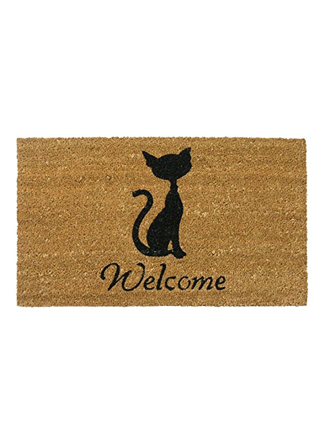 Cat And Welcome Printed Doormat Black/Brown 0.625X30X18inch