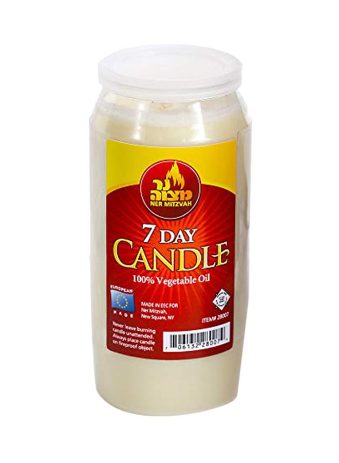 نير ميتزفه 7 Day Yartzeit Candle كريمي 5.56X2.69X2.69بوصة 