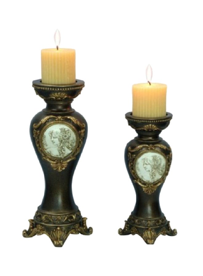 Set Of 2- Handcrafted Decorative Candle Holder Multicolour 14X6X4.5inch