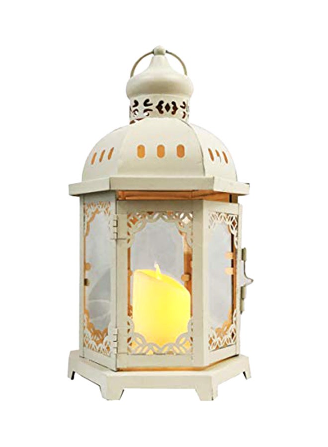 اولجالا فانوس شموع بتصميم عتيق أبيض 11.5x5.5x6.5بوصة  - Image 1