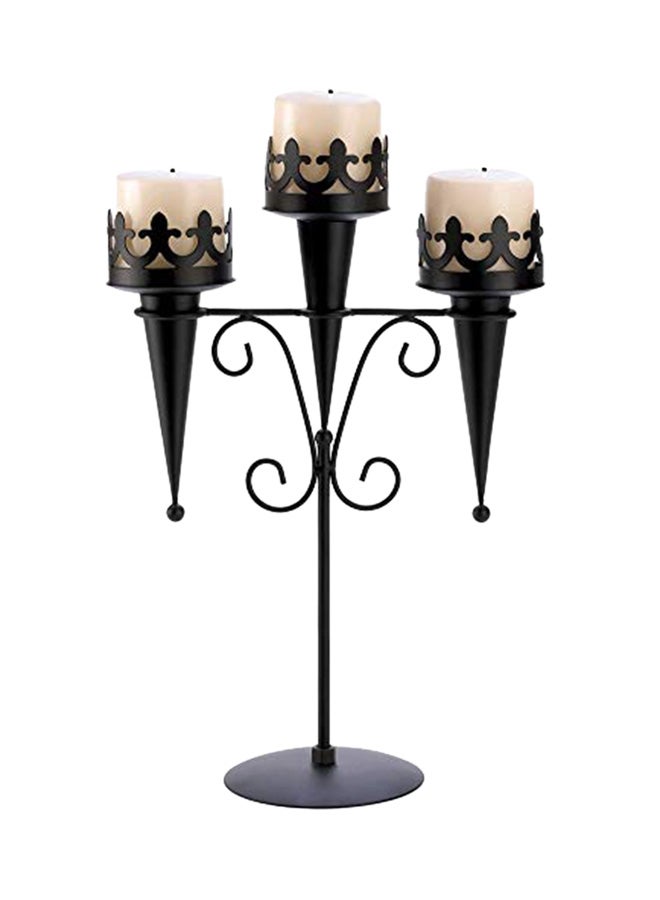 جيفتس آند ديكور فانوس ثلاثي للشموع بتصميم مستوحى من القرون الوسطى أسود 15.8x11.8x4.75بوصة  - Image 1
