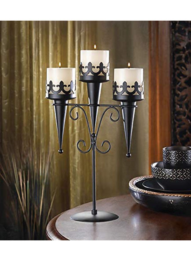 جيفتس آند ديكور فانوس ثلاثي للشموع بتصميم مستوحى من القرون الوسطى أسود 15.8x11.8x4.75بوصة  - Image 2