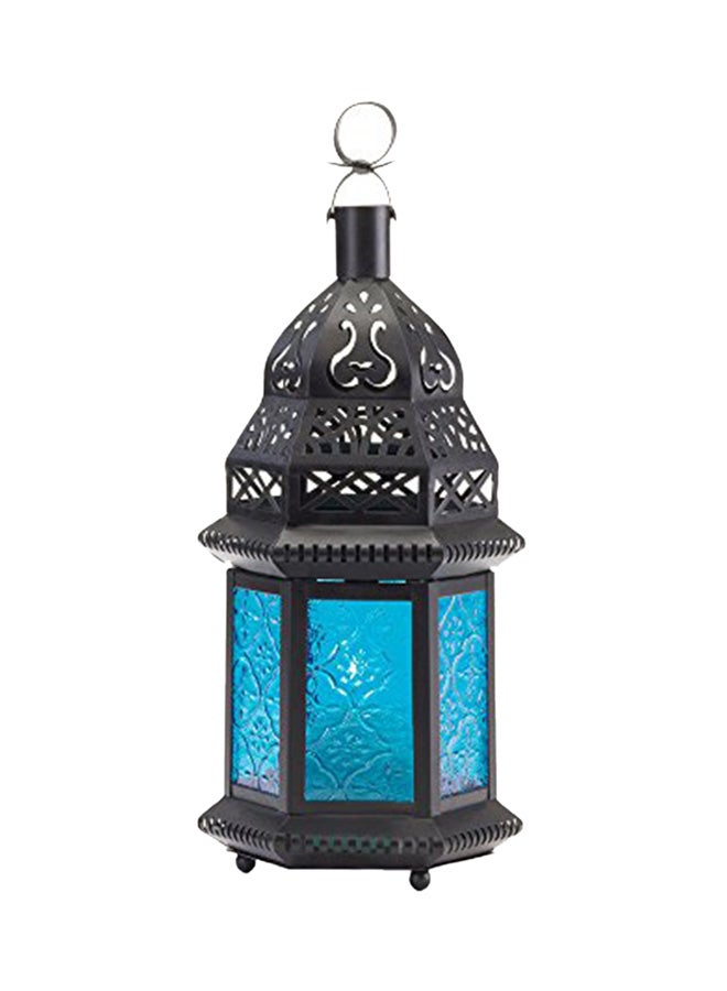 كوهلر فانوس بداخله شمعة بتصميم مغربي أسود/أزرق 6x8x9.5بوصة 