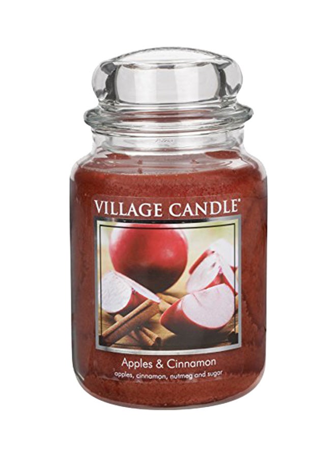 Village Candle - Apples & Cinnamon Large Glass Jar Scented Candle Clear - Image 1