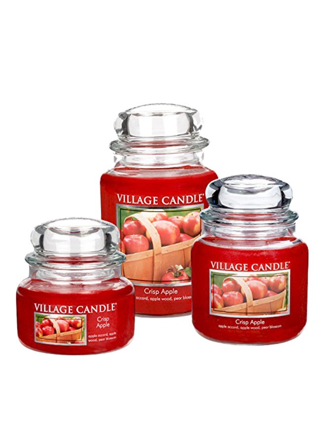 Village Candle 3-Piece Crisp Apple Glass Jar Scented Candle Clear 