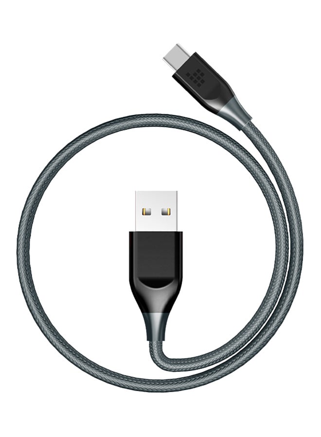 ترونسمارت كابل Type-C USB مضفر من النايلون رمادي  - Image 1