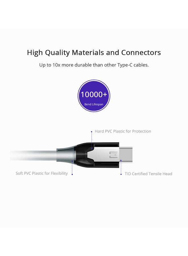 ترونسمارت كابل Type-C USB مضفر من النايلون رمادي  - Image 3