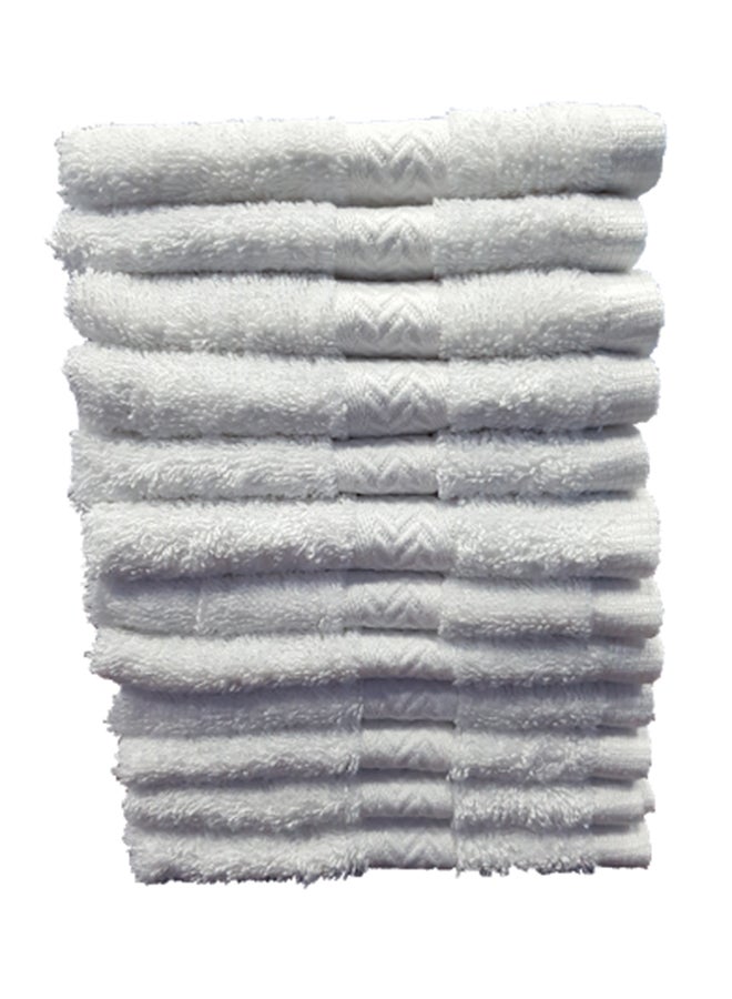 طقم مناشف وجه 12 قطعة بجودة ممتازة أبيض 33x 33سم  - Image 1