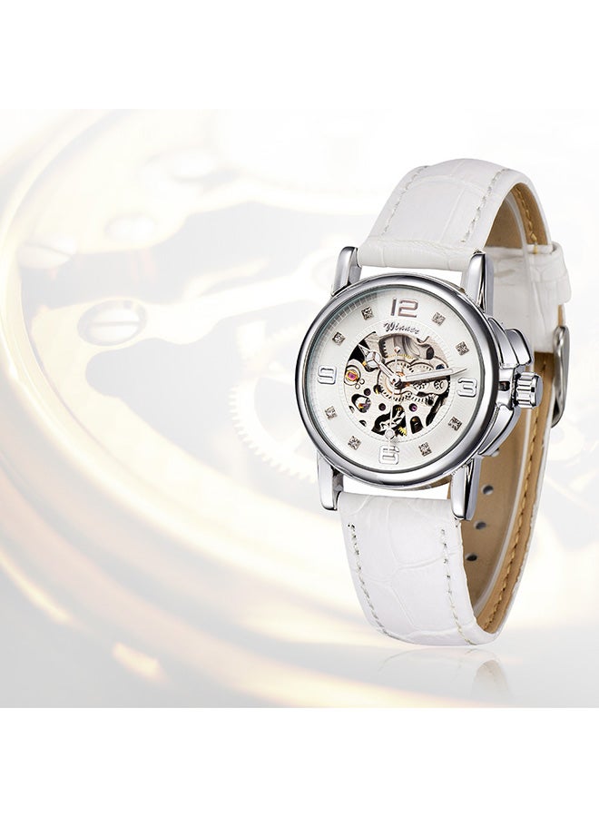 وينر ساعة يد ميكانيكية بعقارب وسوار من جلد البولي يوريثان طراز 1J0818 للنساء - Image 2
