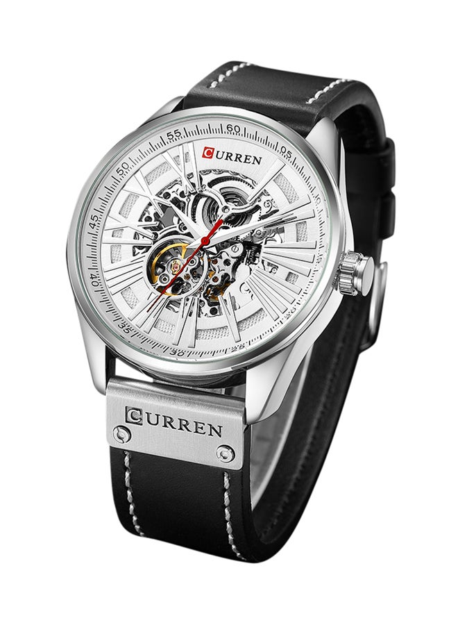 CURREN - Men's Leather Analog Automatic Mechanical Wrist Watch 1J3560Bw - Image 1