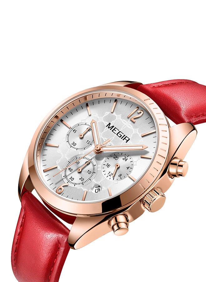 MEGIR women Leather Chronograph Wristwatch 1J3414R - Image 2