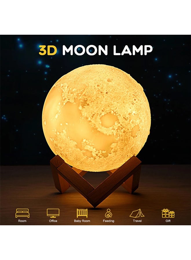 مصباح LED على شكل قمر ثلاثي الأبعاد أبيض 160x120x160مم - Image 3