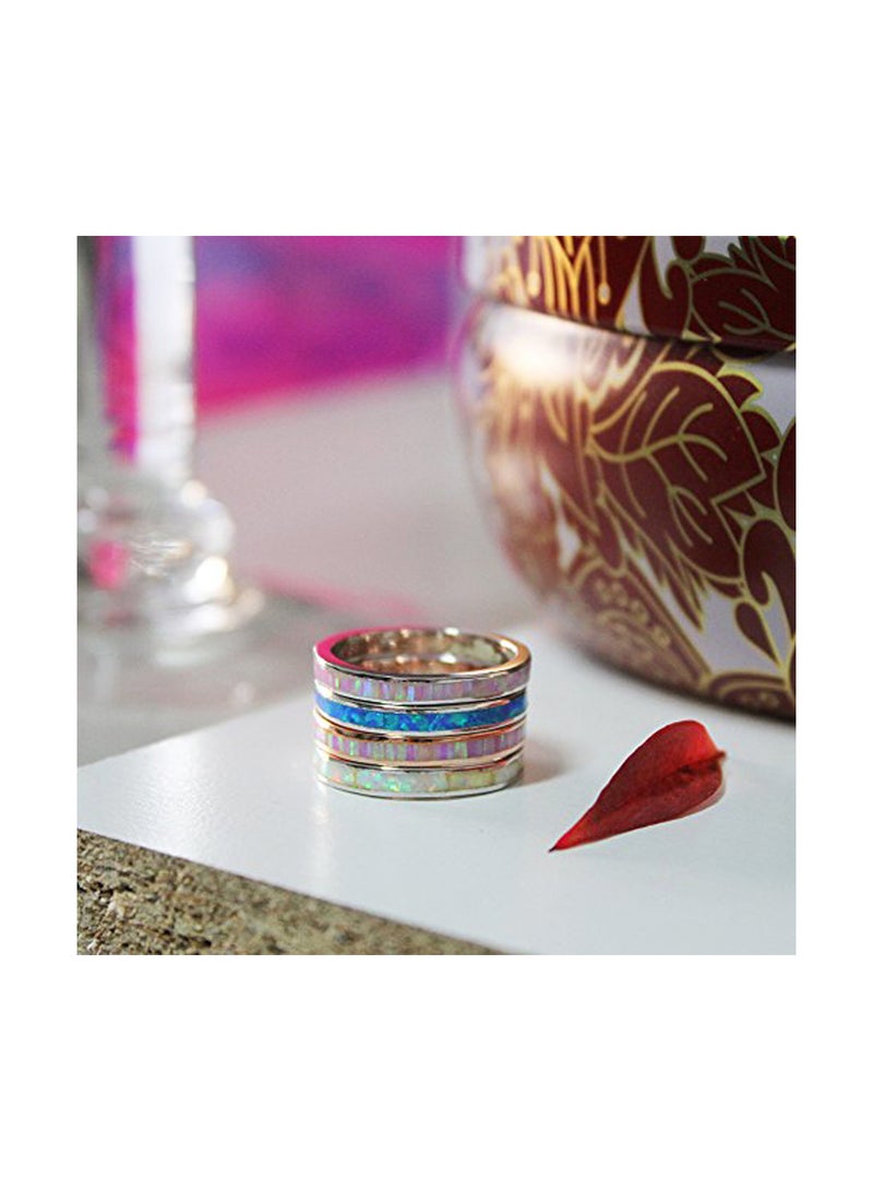 925 Sterling Silver Lab Created Blue Ring With Opal