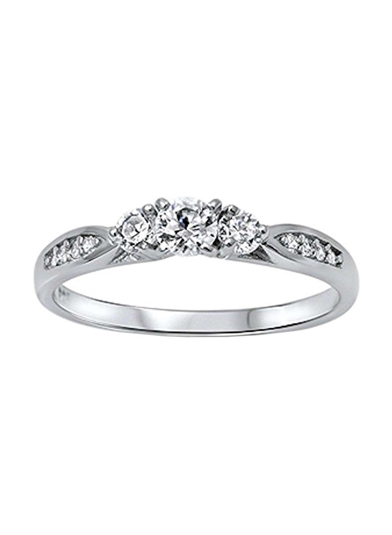 OXFORD DIAMOND 925 Sterling Silver Round Ring With Cubic Zirconia 