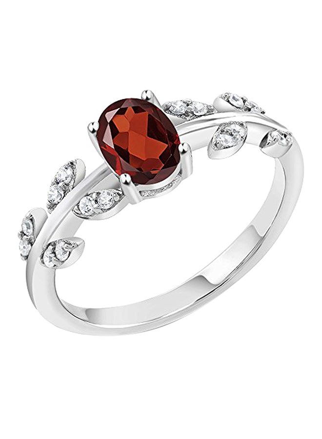 GEM STONE KING 925 Sterling Silver 1.11 Carat Garnet Oval  Ring - Image 1
