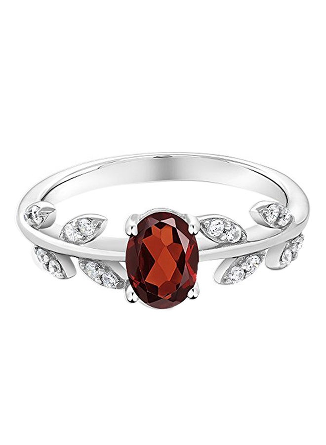 GEM STONE KING 925 Sterling Silver 1.11 Carat Garnet Oval  Ring - Image 2