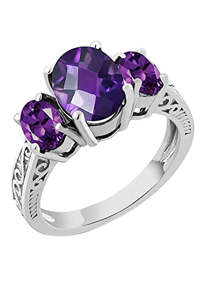 جم ستون كينج خاتم من الفضة الإسترلينية عيار 925 مرصع بأحجار الجمشت عيار 2.50 قيراط - Image 1