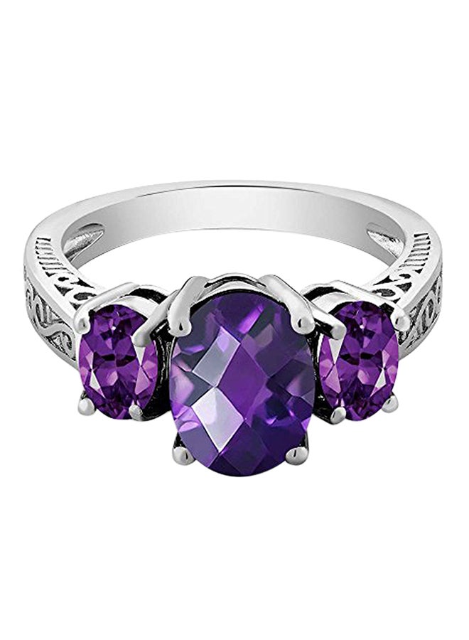 جم ستون كينج خاتم من الفضة الإسترلينية عيار 925 مرصع بأحجار الجمشت عيار 2.50 قيراط - Image 2