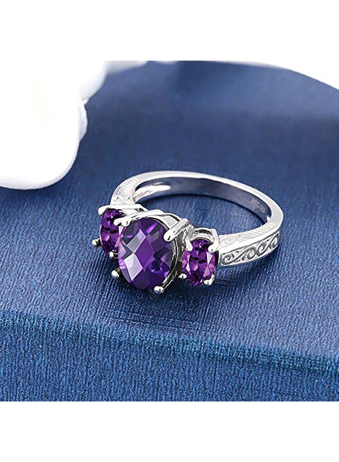 جم ستون كينج خاتم من الفضة الإسترلينية عيار 925 مرصع بأحجار الجمشت عيار 2.50 قيراط - Image 3