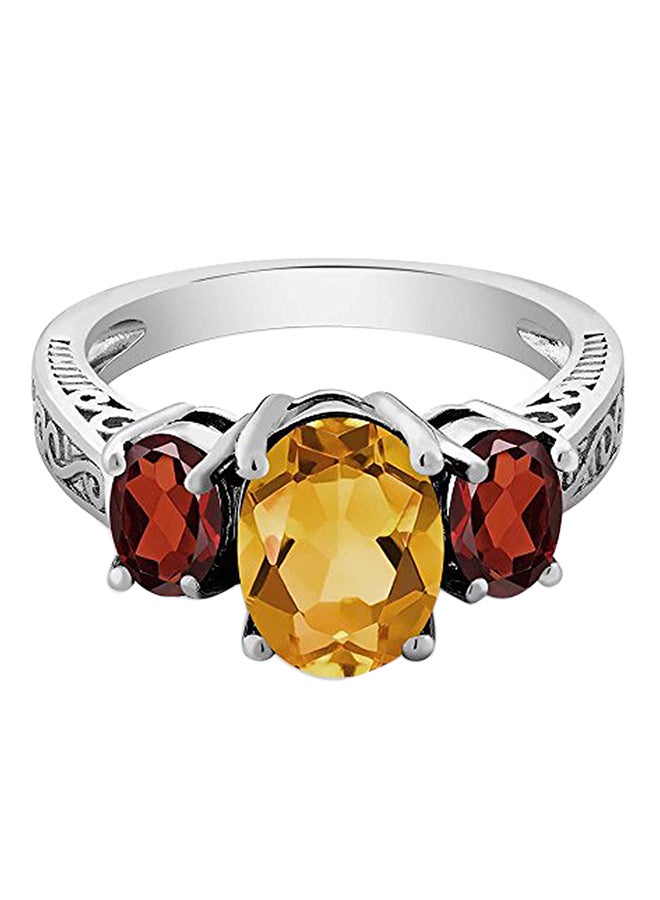GEM STONE KING 925 Sterling Silver 2.25 Carat Citrine And Garnet Ring - Image 2