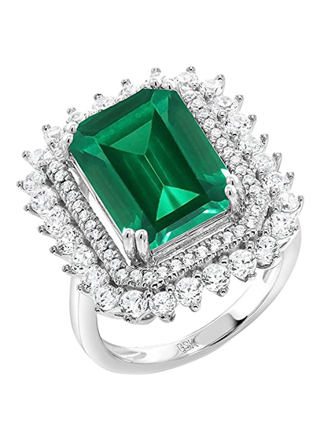GEM STONE KING 925 Sterling Silver 7.10 Carat Emerald Cut Ring  - Image 1