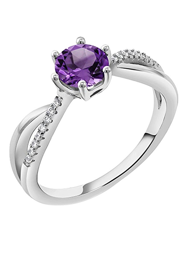 جم ستون كينج خاتم من الفضة الإسترليني عيار 925 مرصع بحجر جمشت عيار 0.94 قيراط - Image 1