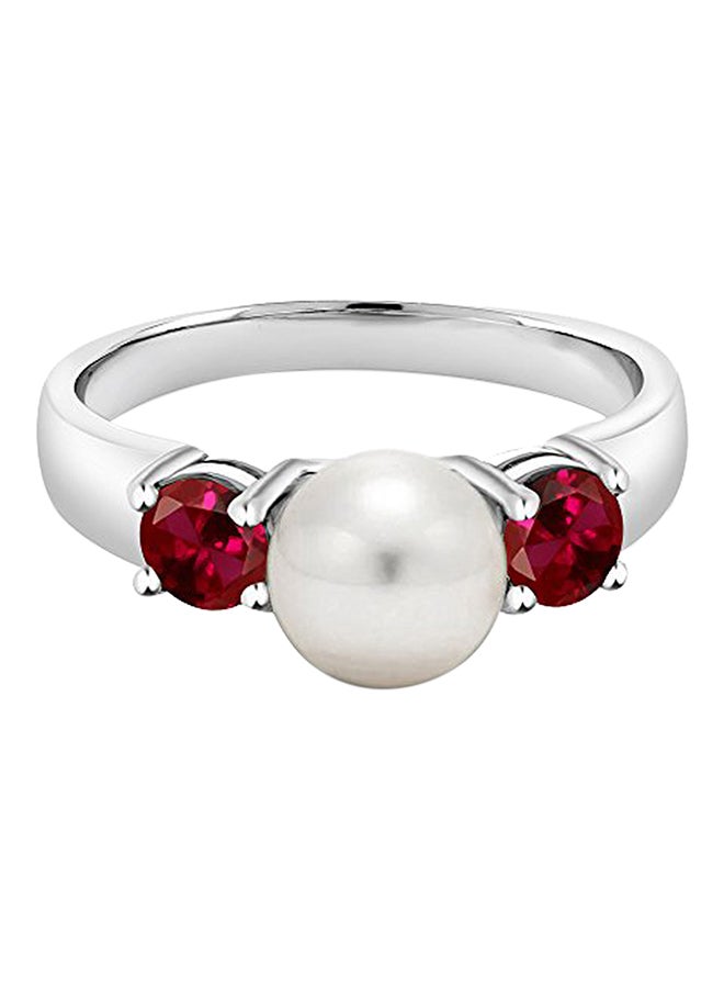 GEM STONE KING 925 Sterling Silver 0.80 Carat Ruby And Pearl Ring  - Image 2