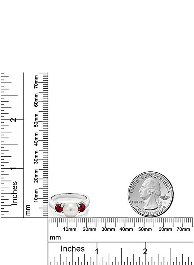 GEM STONE KING 925 Sterling Silver 0.80 Carat Ruby And Pearl Ring  - Image 3