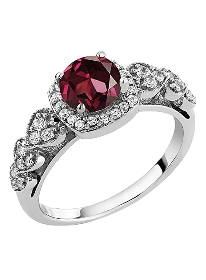 GEM STONE KING 925 Sterling Silver 1.32 Carat Garnet Round Garnet Ring - Image 1