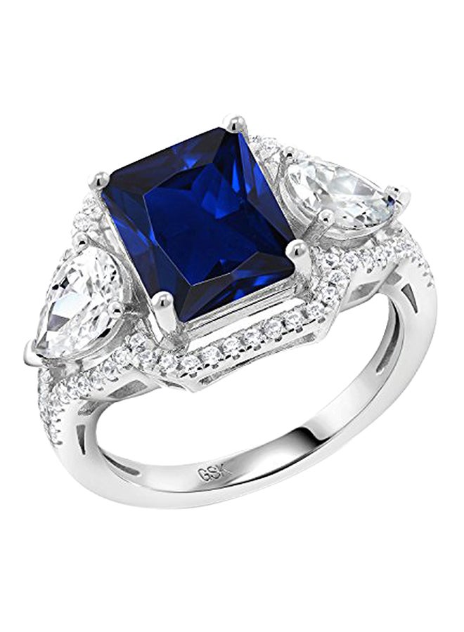 GEM STONE KING 925 Sterling Silver Simulated Sapphire Ring - Image 1