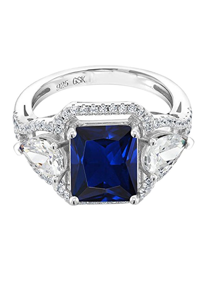 GEM STONE KING 925 Sterling Silver Simulated Sapphire Ring - Image 2