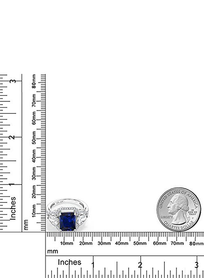 GEM STONE KING 925 Sterling Silver Simulated Sapphire Ring - Image 3