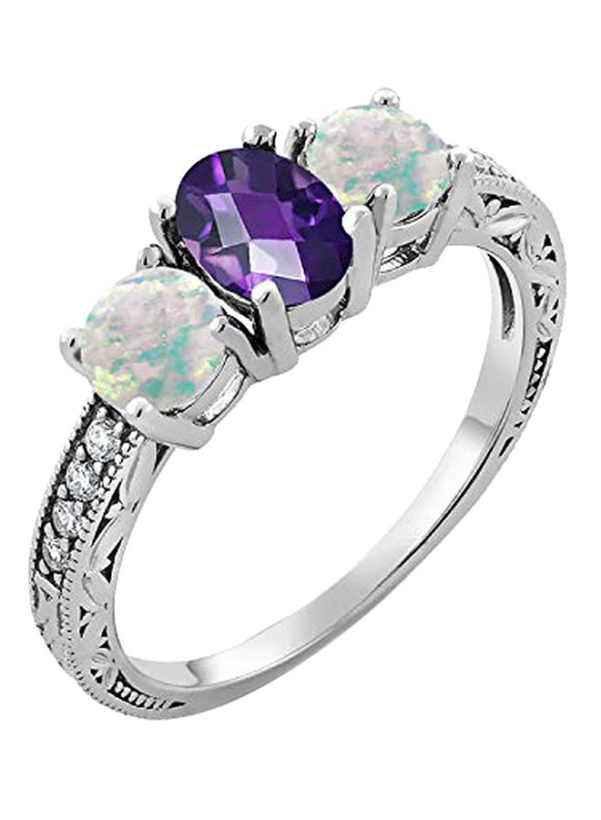 جم ستون كينج خاتم من الفضة الإسترليني عيار 925 مرصع بحجر جمشت عيار 1.87 قيراط - Image 1