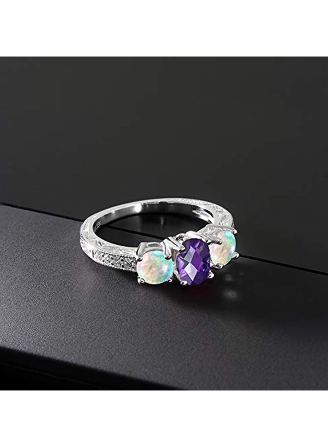 جم ستون كينج خاتم من الفضة الإسترليني عيار 925 مرصع بحجر جمشت عيار 1.87 قيراط - Image 3