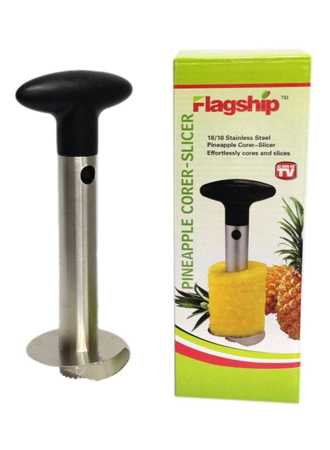 فلاج شيب أداة تقطيع الأناناس من الإستانلس إستيل أسود/ فضي 25x11x9سم - Image 2