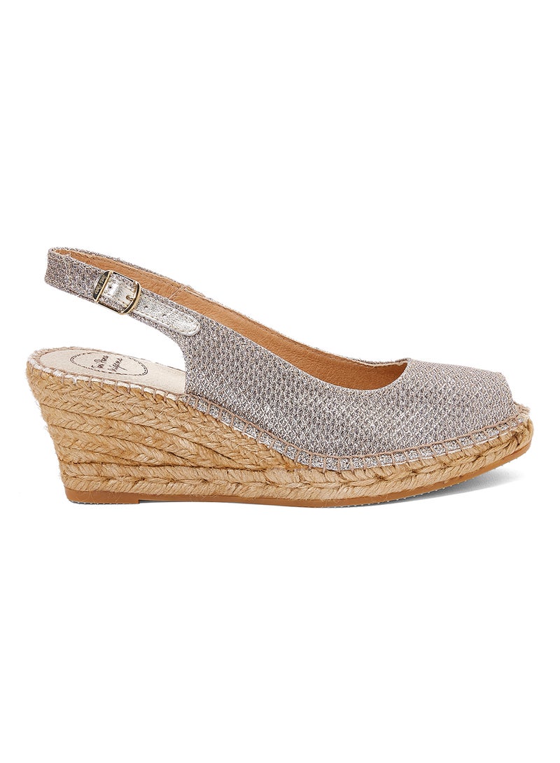 Toni Pons - Calafell Shimmery Pin Buckle Closure Wedge Espadrille Lightgold - Image 1