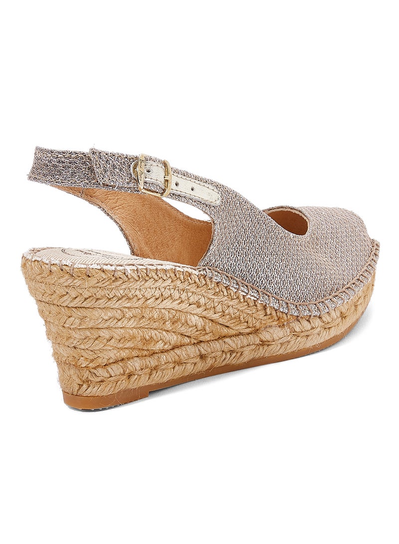 Toni Pons - Calafell Shimmery Pin Buckle Closure Wedge Espadrille Lightgold - Image 1