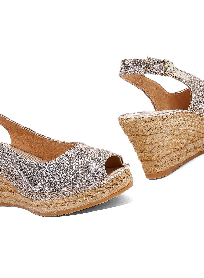 Toni Pons - Calafell Shimmery Pin Buckle Closure Wedge Espadrille Lightgold - Image 1