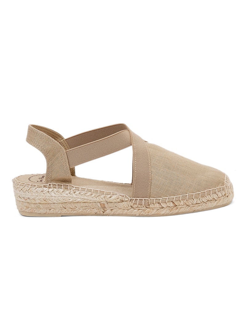 Toni Pons - Verona Linen Elastic Strap Wedge Espadrille Beige - Image 1