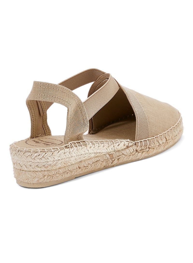 Toni Pons - Verona Linen Elastic Strap Wedge Espadrille Beige - Image 1