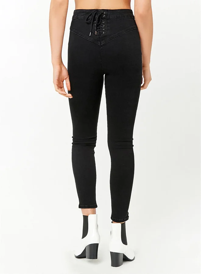 FOREVER 21 High Rise Skinny Jeans 01-Black