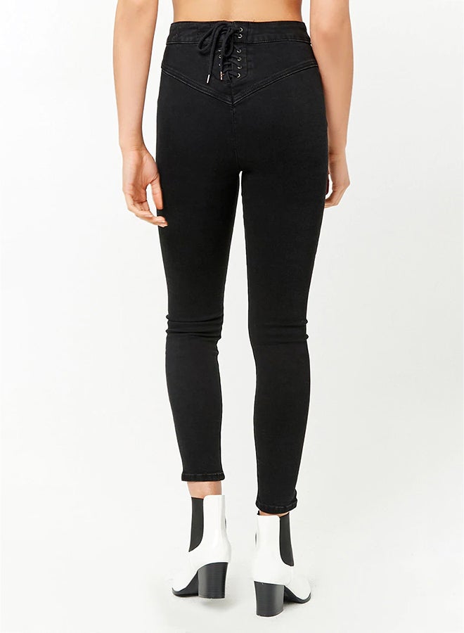 FOREVER 21 - High Rise Skinny Jeans 01-Black - Image 1