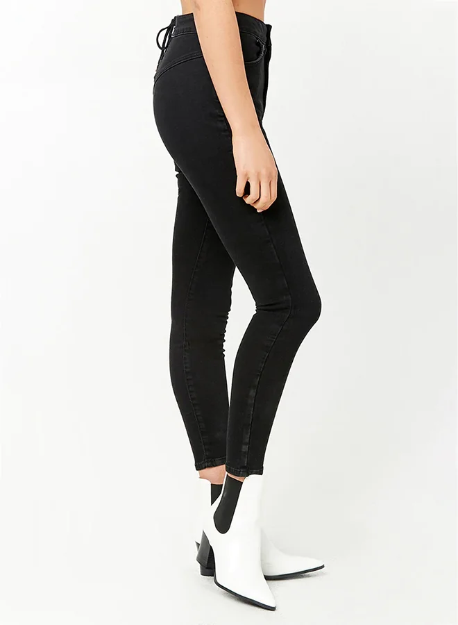 FOREVER 21 High Rise Skinny Jeans 01-Black