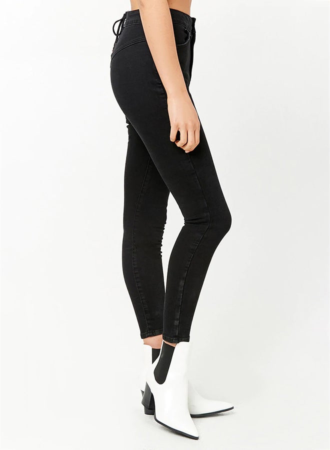 FOREVER 21 - High Rise Skinny Jeans 01-Black - Image 1
