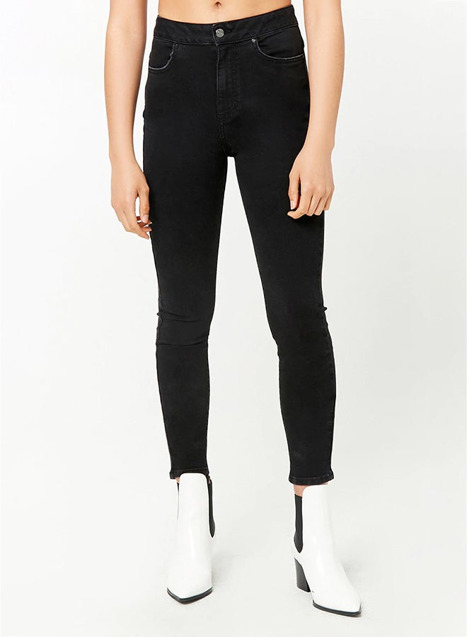 FOREVER 21 - High Rise Skinny Jeans 01-Black - Image 1