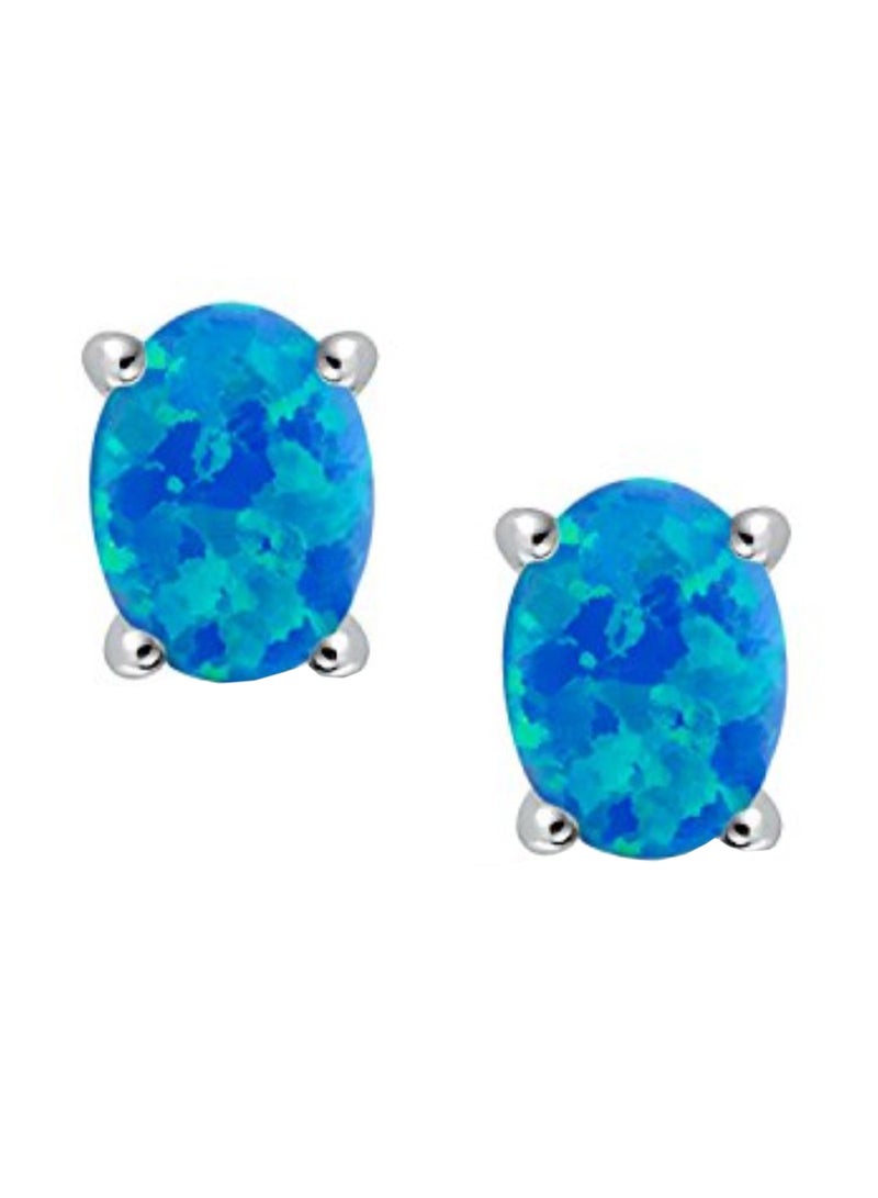 بلينج جولري أقراض كبس من الفضة الإسترليني عيار 925 مطلية بالروديوم ومرصعة بالأوبال - Image 1