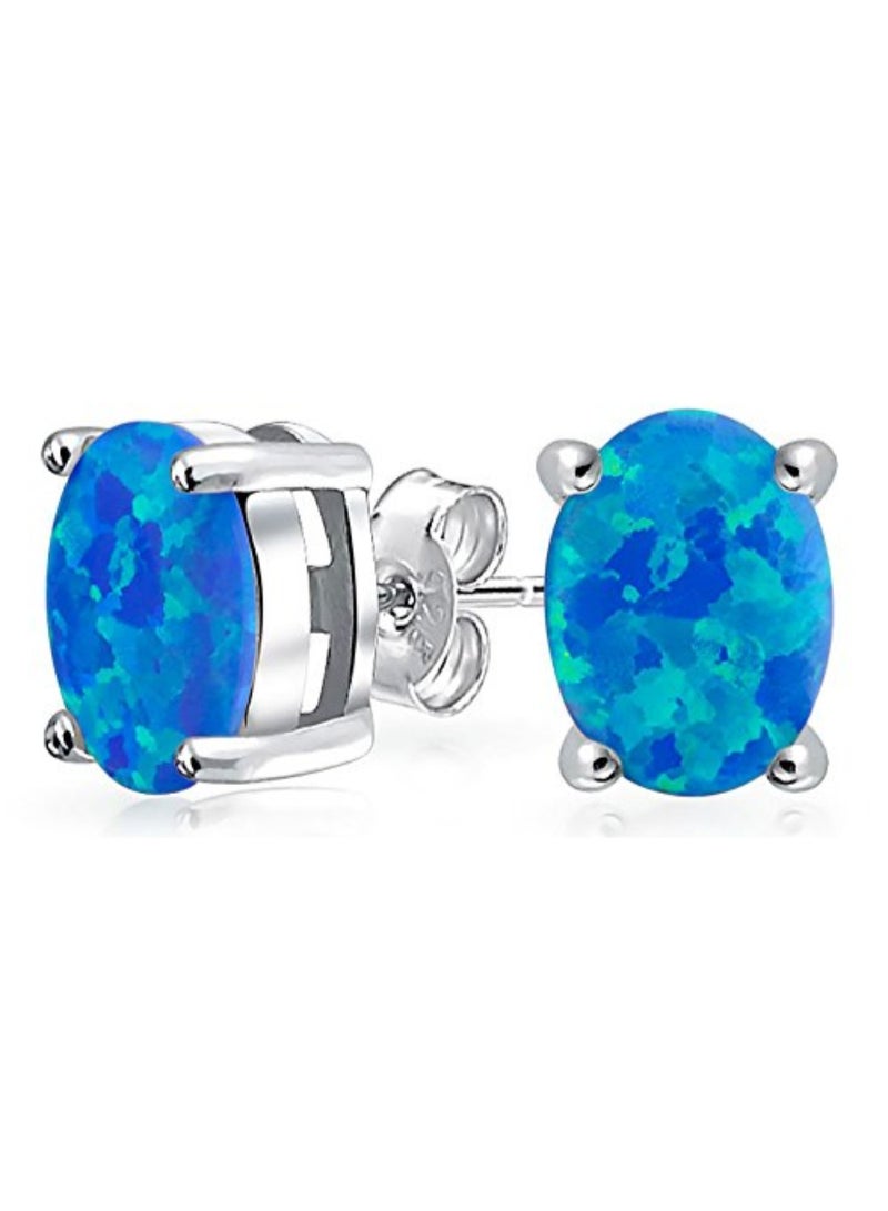 بلينج جولري أقراض كبس من الفضة الإسترليني عيار 925 مطلية بالروديوم ومرصعة بالأوبال - Image 2