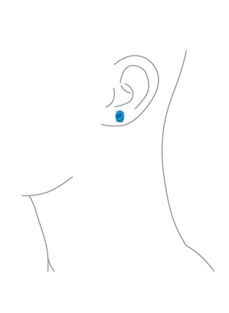 بلينج جولري أقراض كبس من الفضة الإسترليني عيار 925 مطلية بالروديوم ومرصعة بالأوبال - Image 3