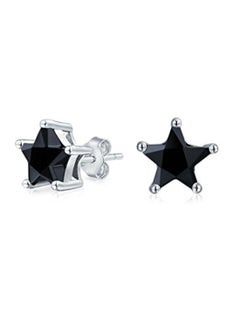BLING JEWELRY 925 Sterling Silver Star Shaped Stud Earrings With Zircon  - Image 2